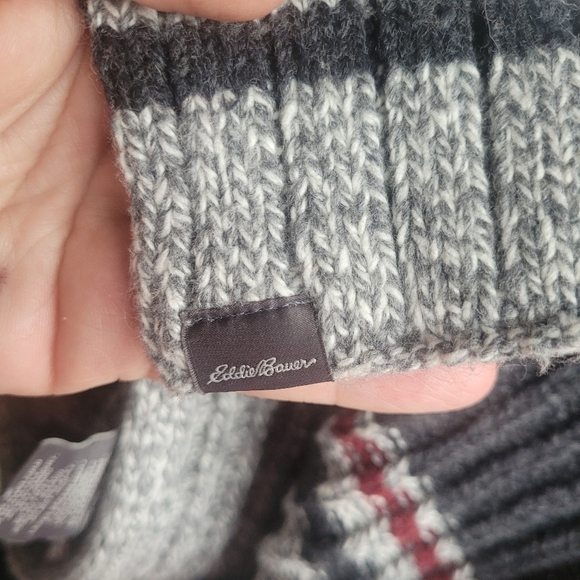 Eddie Bauer Mens Grey Wool Blend Knit Scarf - Picture 2 of 4